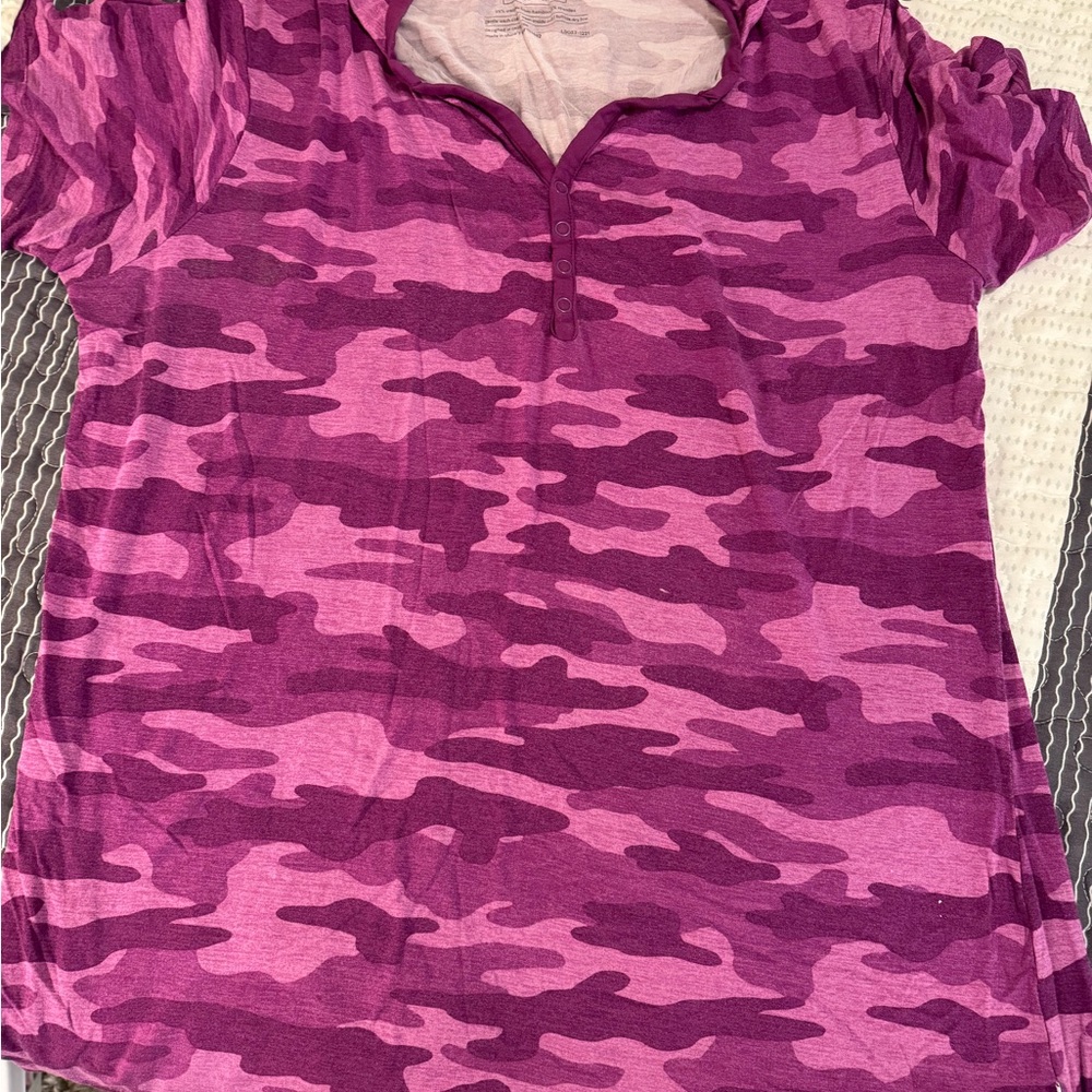 Little Sleepies Pink Button Down Shirt Camouflage